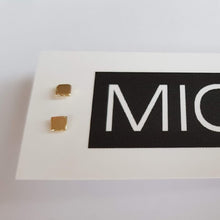 Load image into Gallery viewer, Micro-Square Studs (9ct recycled yellow Gold)