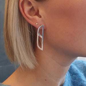 Poise - Geometric Earrings Polished Silver