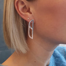 Load image into Gallery viewer, Poise - Geometric Earrings Black &amp; Polished Silver Vsn 2