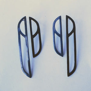 Poise - Geometric Earrings Blackened Silver