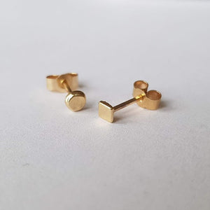 Square & Dot Micro Studs (9ct recycled yellow Gold)