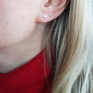 Studs - Square & Dot Micro Studs (9ct recycled yellow Gold)