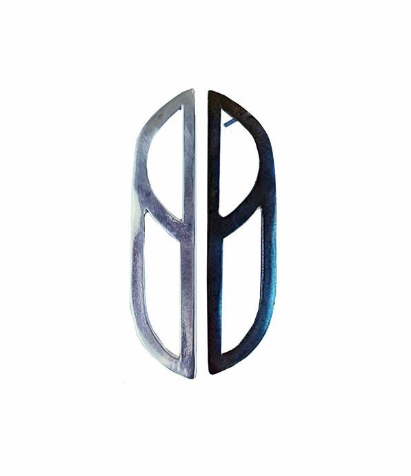 Poise - Geometric Earrings Black & Polished Silver Vsn 2