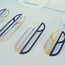 Load image into Gallery viewer, Elegance &amp; Poise - Geometric Earrings Asymmetric Black &amp; Silver Vsn 2