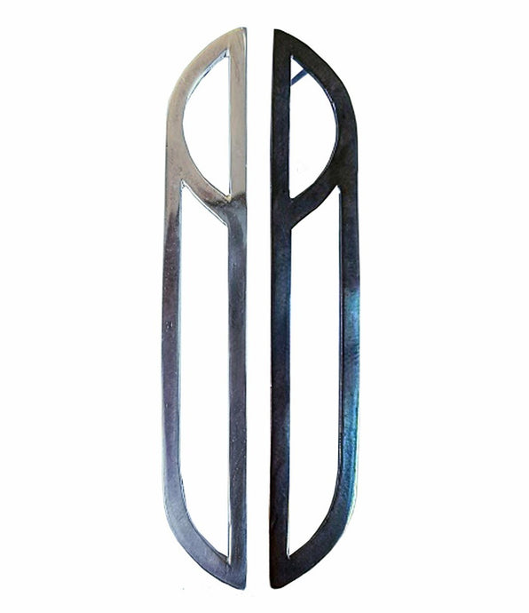 Elegance - Geometric Earrings Long Silver & Black Vsn 2