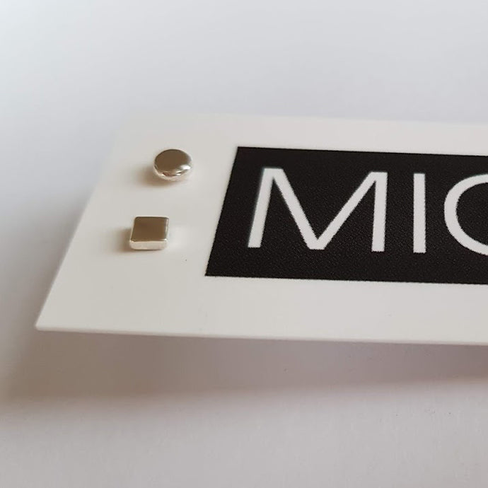 Square & Dot Micro Studs Silver