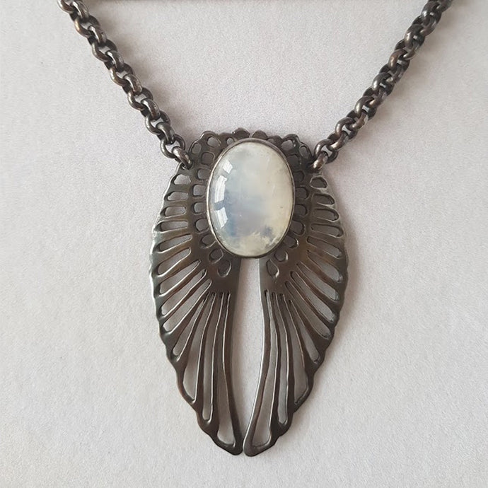 Aon Sgiath - Winged Moonstone Necklace